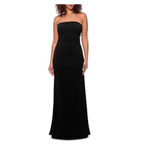 AQUA Strapless Cut Out Long A-Line Evening Gown Black Size 8 Formal Dress